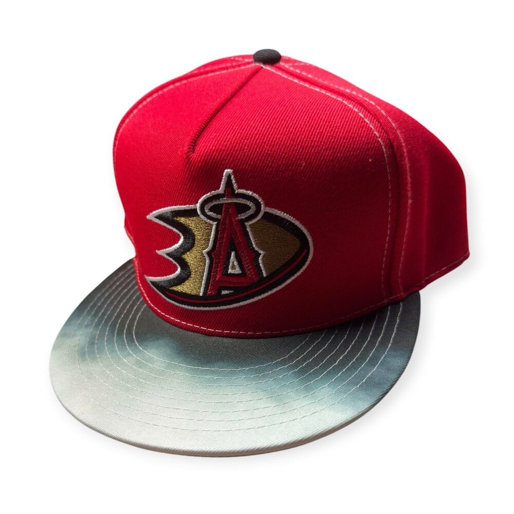 Anaheim Ducks & Angels Hat Rare Snapback Red Adjustable Ducks & Angels Night